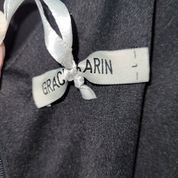 Grace Karin Dress Womens L Black Open Slit Sleeve Lined Classic Midi Minimalist - Picture 7 of 13